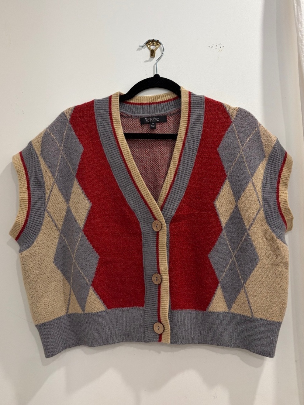 Witty Fox Women’s Argyle Sweater Vest (Size XS)